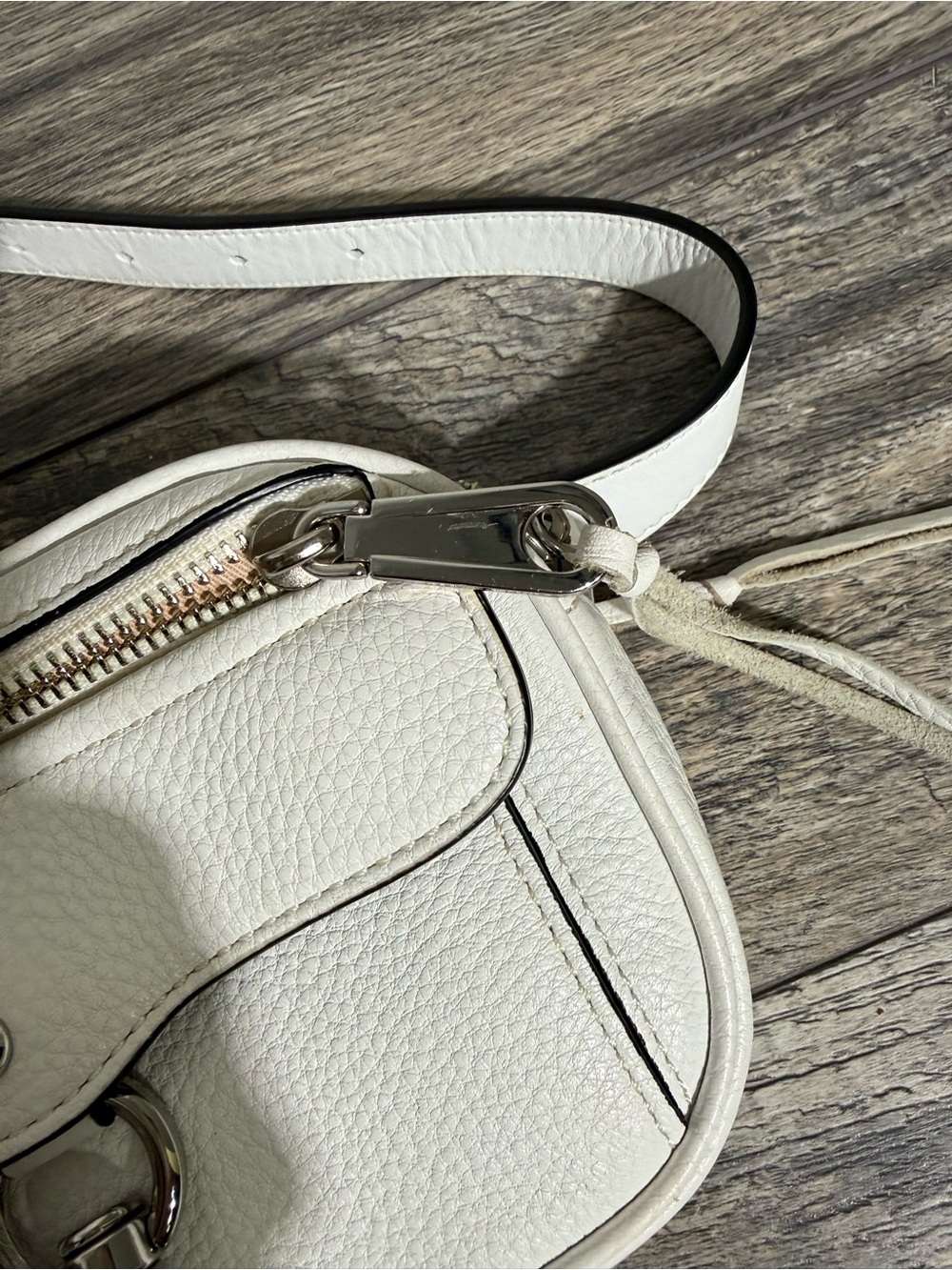 Rebecca Minkoff Pebbled Leather Belt Bag Crossbody Bag-White-Extra Tassels - Picture 4 of 11